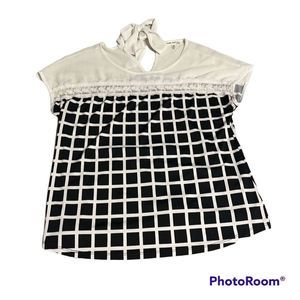 Faith & Joy By Los Angeles Black And White  Checkered Blouse Size Petite Large